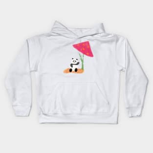 Excited for Summer: Panda in the Beach Kids Hoodie